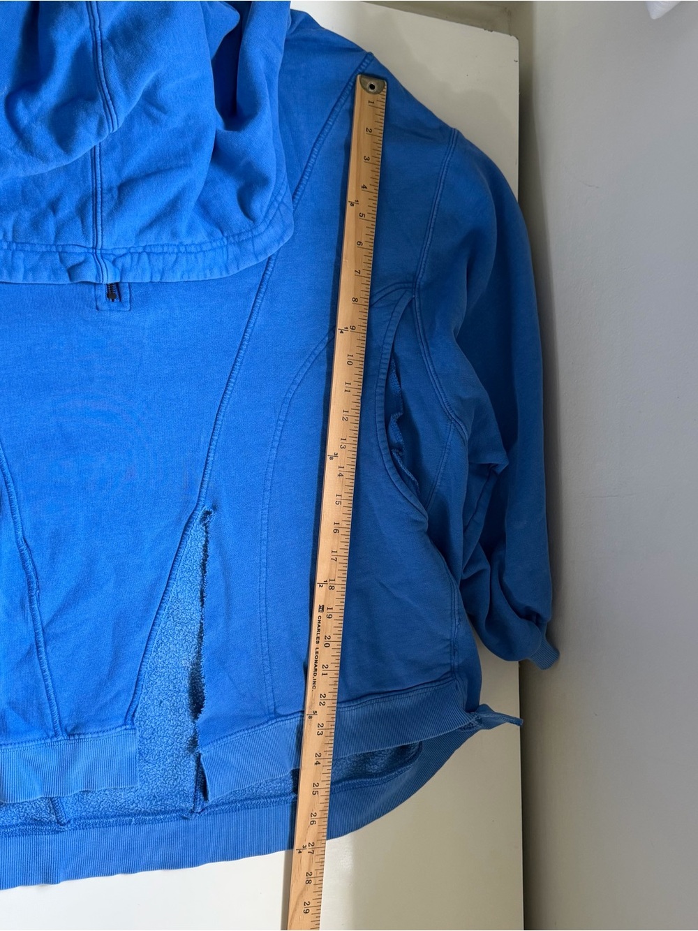 Free People Sweatshirt Hoodie Half zip Blue Split Hem Size Medium Oversized - Picture 9 of 10